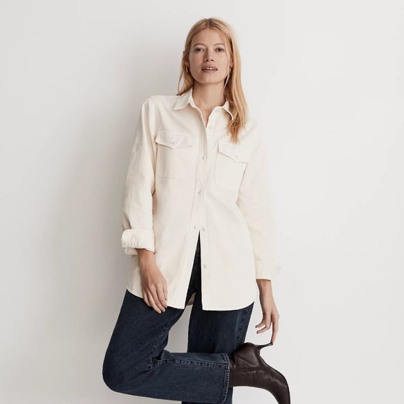 [NWT] Madewell Twill Shirt-Jacket in Cream - Picture 2 of 4